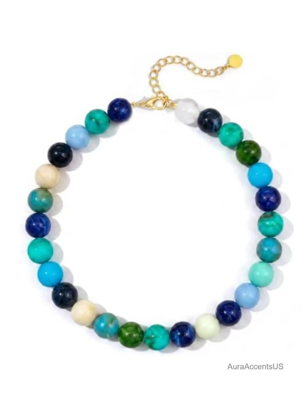 Chunky Beaded Necklace with Gold-Tone Adjustable Chain